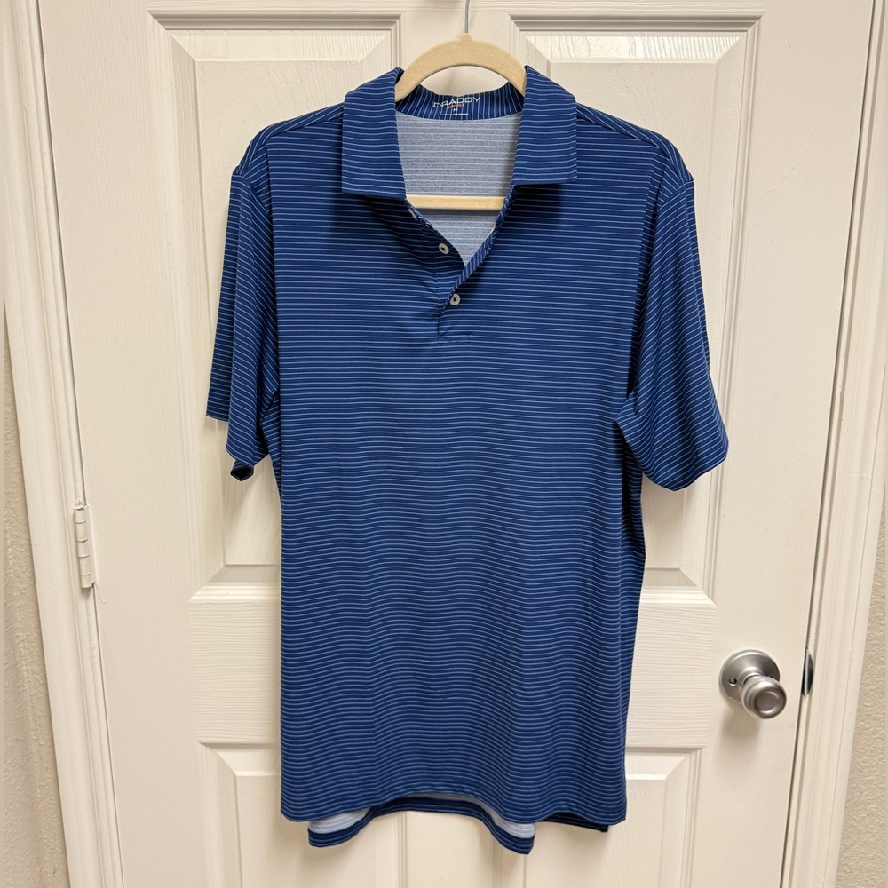 New Draddy Sport Blue Striped Golf Polo
